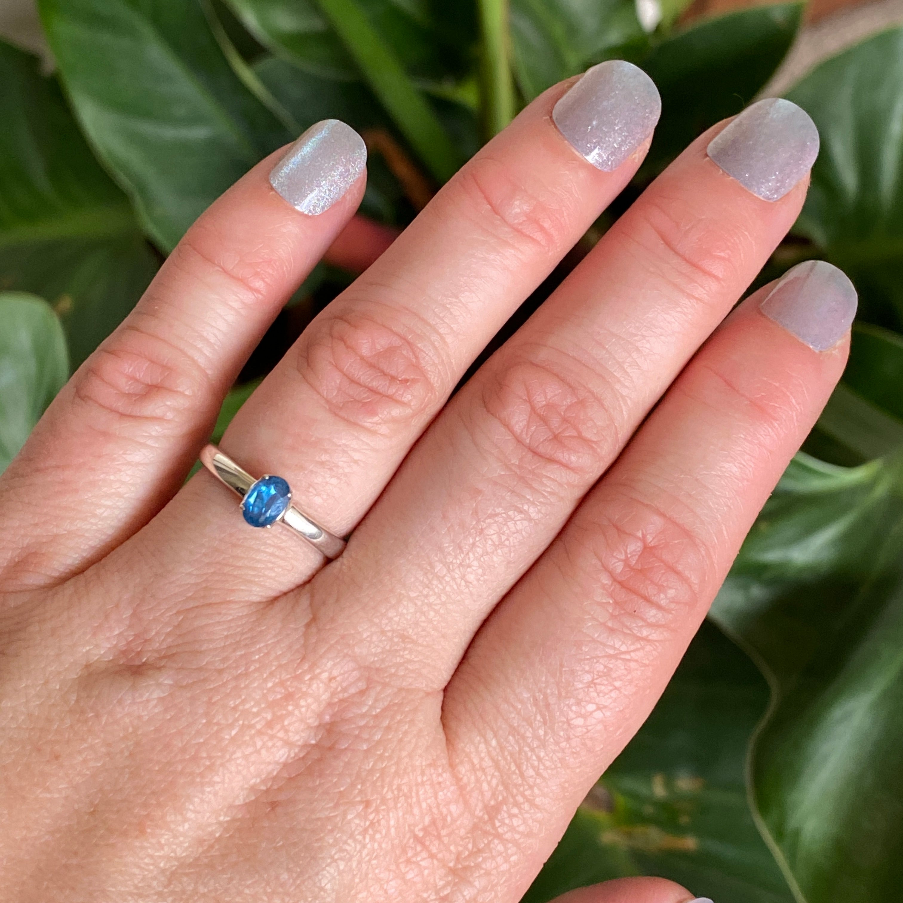 Blue Kyanite Oval Faceted Ring Size 7 - Natural Gemstone Jewelry for Women - Perfect for Everyday Wear, Meditation & Spiritual Healing