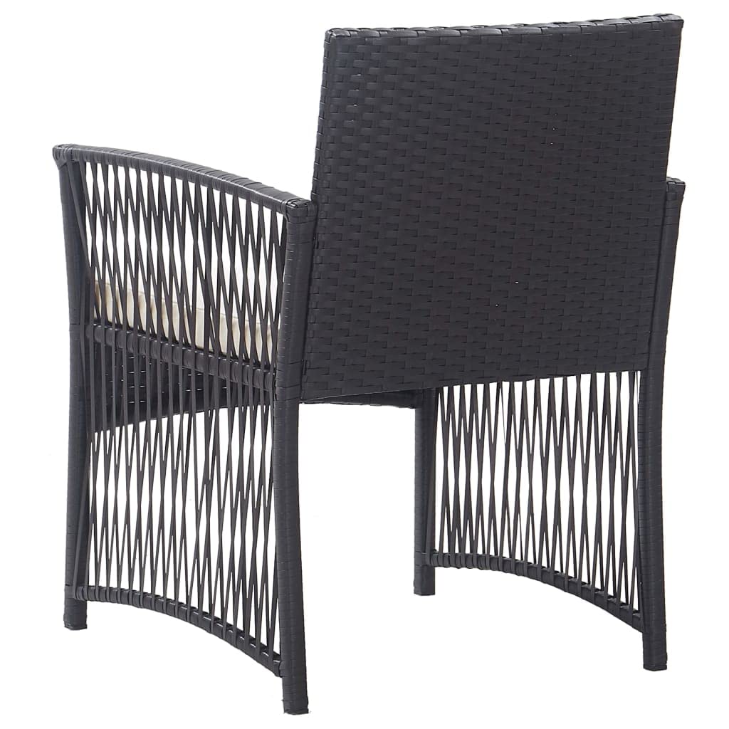 SKM 2-Piece Black Poly Rattan Patio Armchairs with Cushions - Outdoor Garden Furniture Set for Backyard, Poolside & Balcony Relaxation