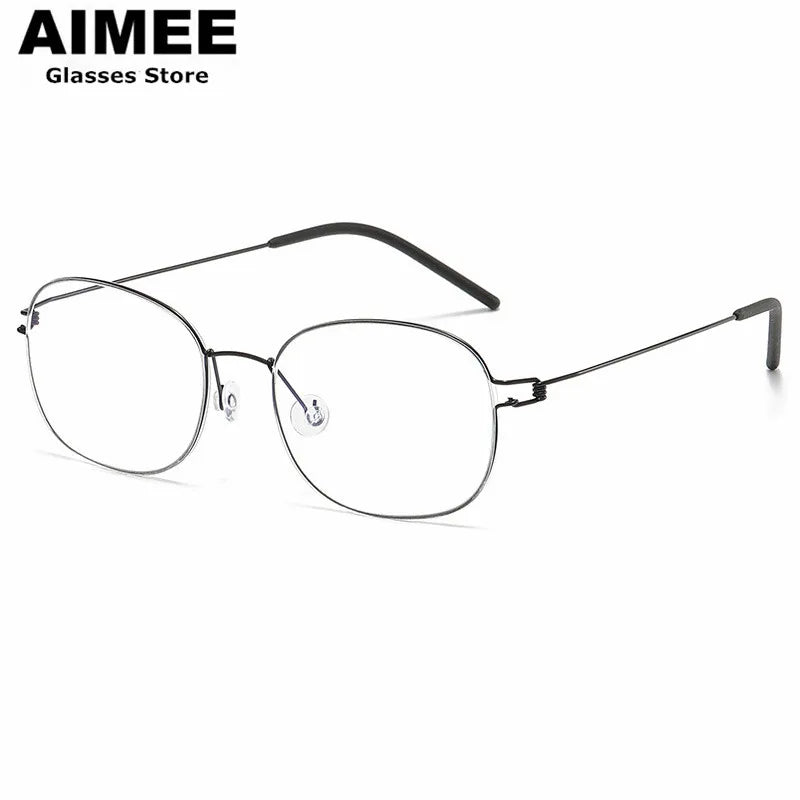 Aimee Unisex Full Rim Oval Square Screwless Titanium Eyeglasses Frame 4919 - Lightweight Durable Glasses for Work, Reading & Fashion