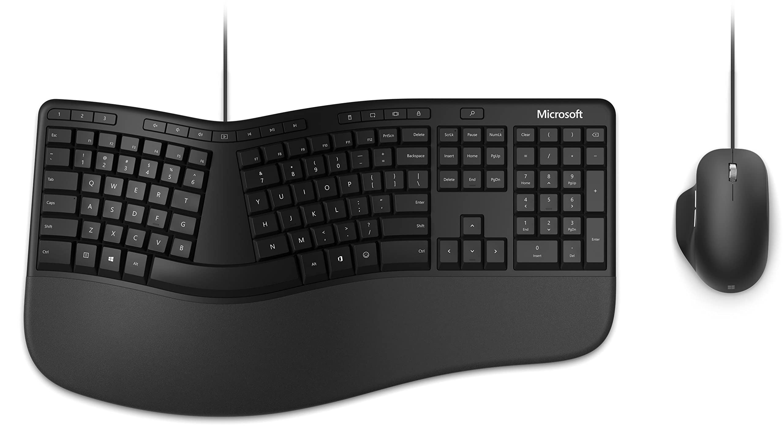 Microsoft Ergonomic Desktop Keyboard and Mouse Set - USB Wired for Business - Black (UK Layout) - Comfortable Typing for Office & Home Workspaces