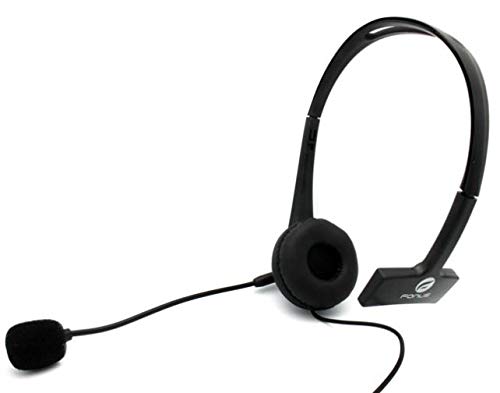 Wired Mono Headphone with Microphone - 3.5mm Single Earbud Headset for Motorola Moto G7 Power - Hands-Free Over-The-Head Design for Calls, Gaming & Office Work