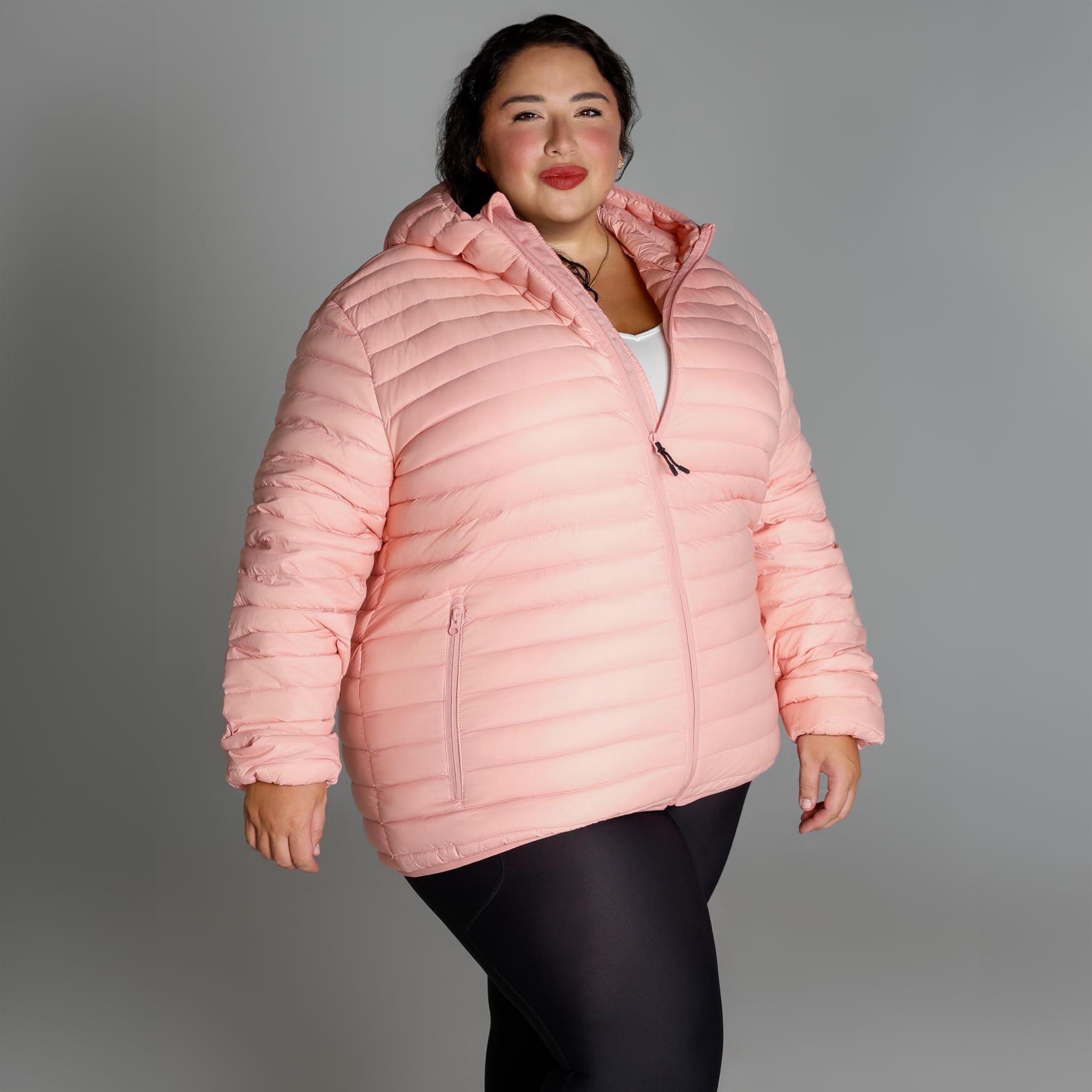 Women's Plus Size Packable Down Jacket 1X-6X - Lightweight Hooded Winter Coat for Spring & Fall | Warm Travel, Outdoor Hiking & Casual Wear