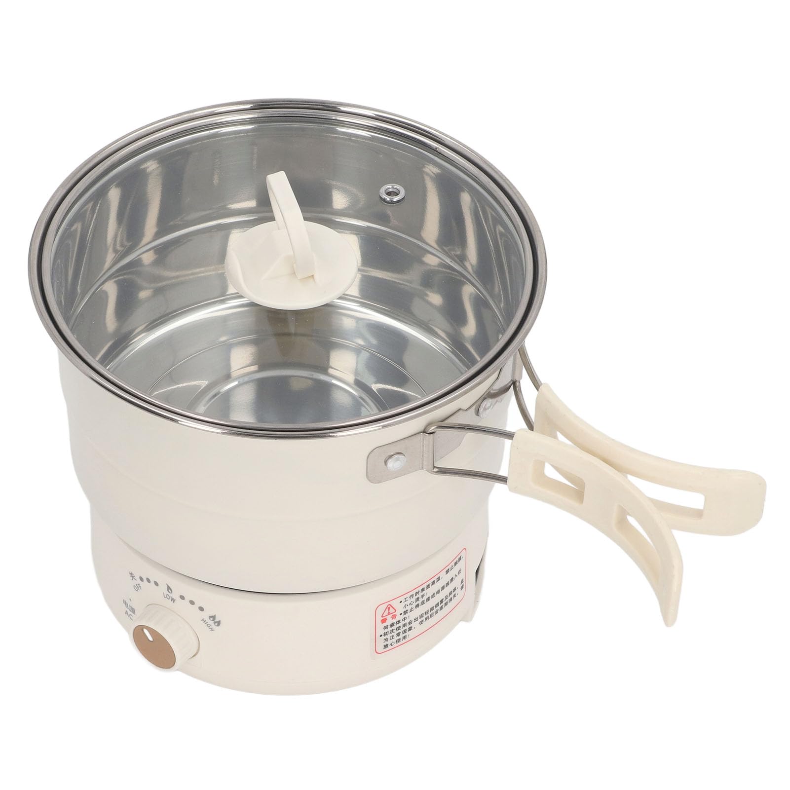 500W 1.6L Multifunctional Electric Cooker - Mini Portable Ramen Noodle Cooker with Foldable Handle, Electric Cooking Pot for Steak, Eggs & Stir-Fry | Perfect for Dorm, Office, Camping & Small Kitchen Use