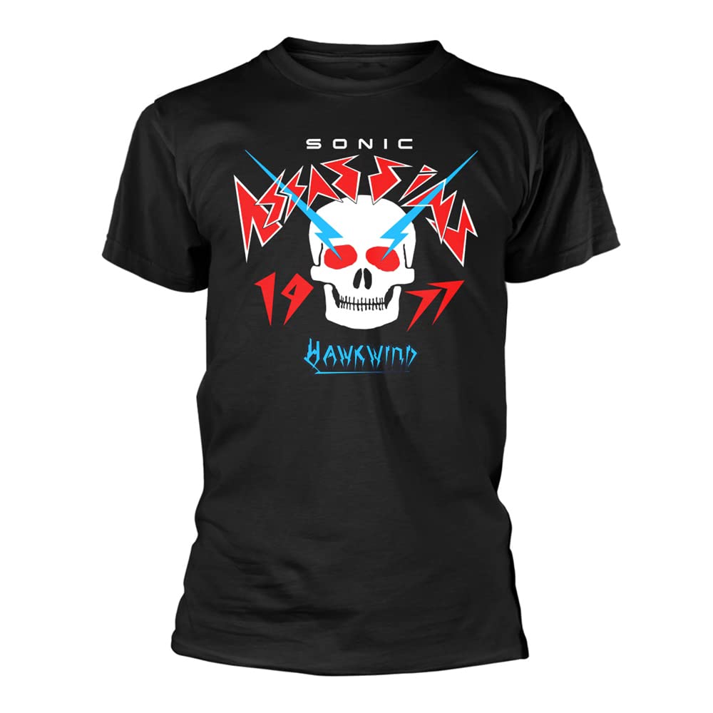 Official Hawkwind Sonic Assassins Men's Black T-Shirt - Medium Size 100% Cotton Band Tee for Concerts & Rock Music Fans