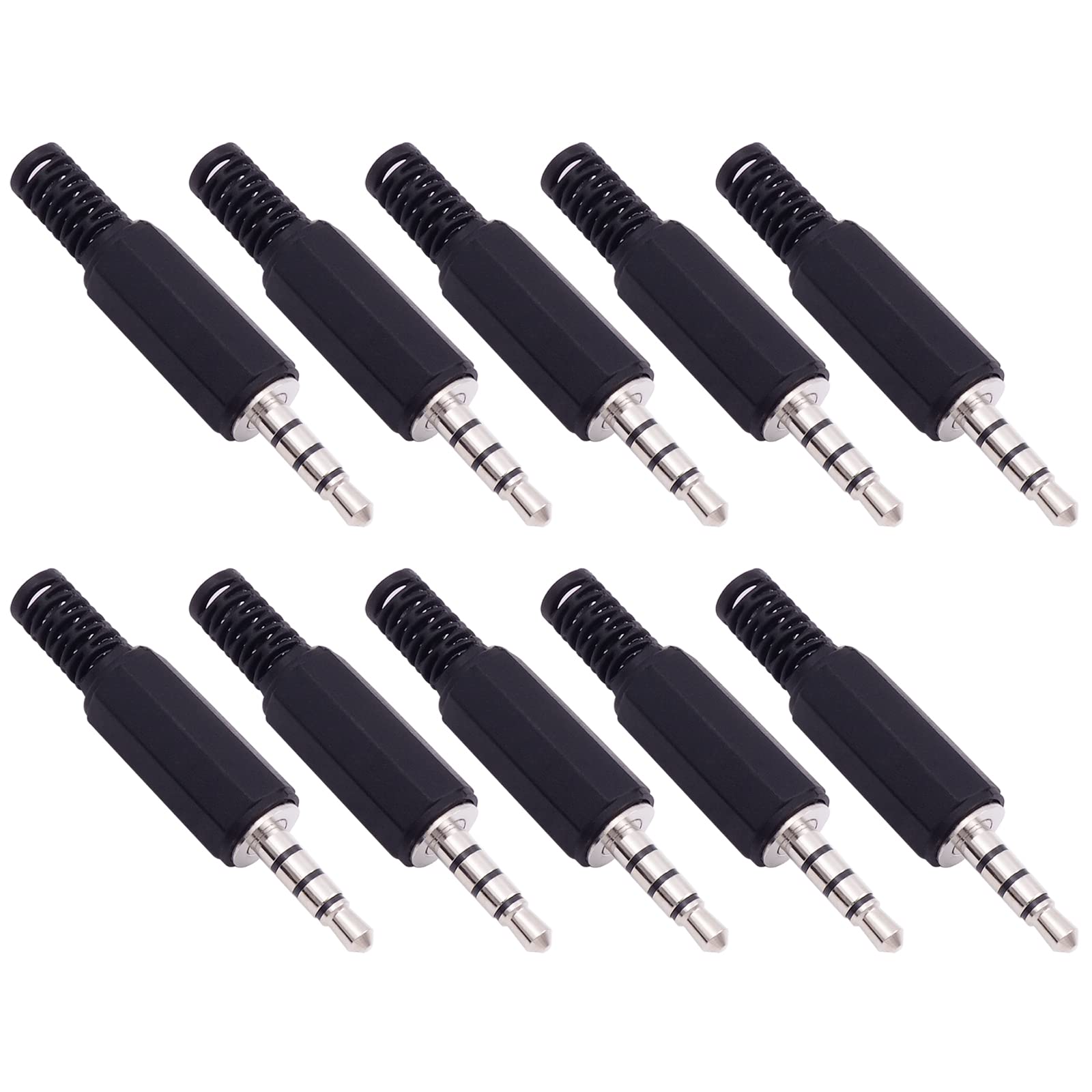 10 Pack 3.5mm TRRS Stereo Male Plug - 1/8