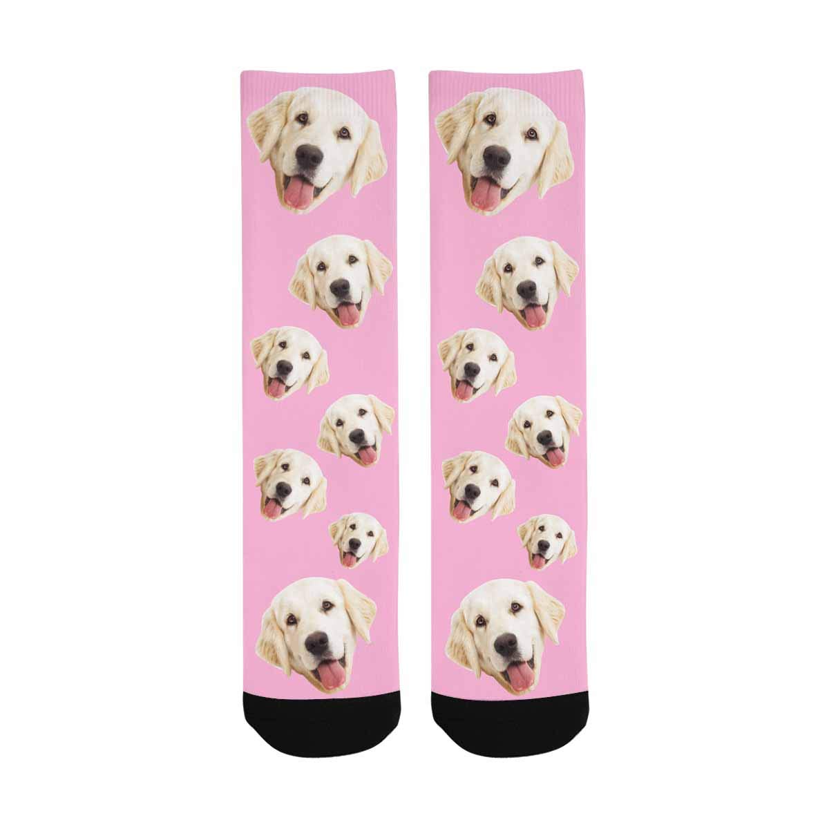 Custom Photo Dog Face Socks - Personalized Unisex Crew Socks with Changeable Pup Designs (Blue) - Perfect for Pet Lovers, Gifts & Fun Outfits