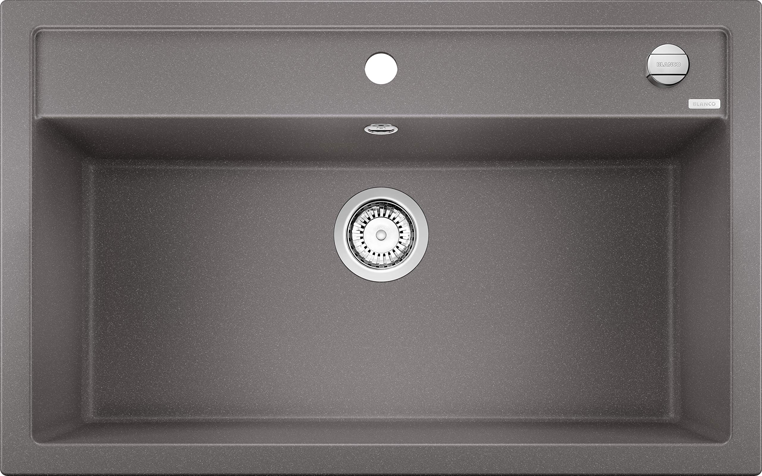 Premium Blanco Dalago 8 Granite Kitchen Sink - 1-Piece Silgranit PuraDur Composite Sink in Metallic Aluminum (Model 516630) | Durable & Stylish for Modern Kitchens, Easy Cleaning & Scratch-Resistant Design