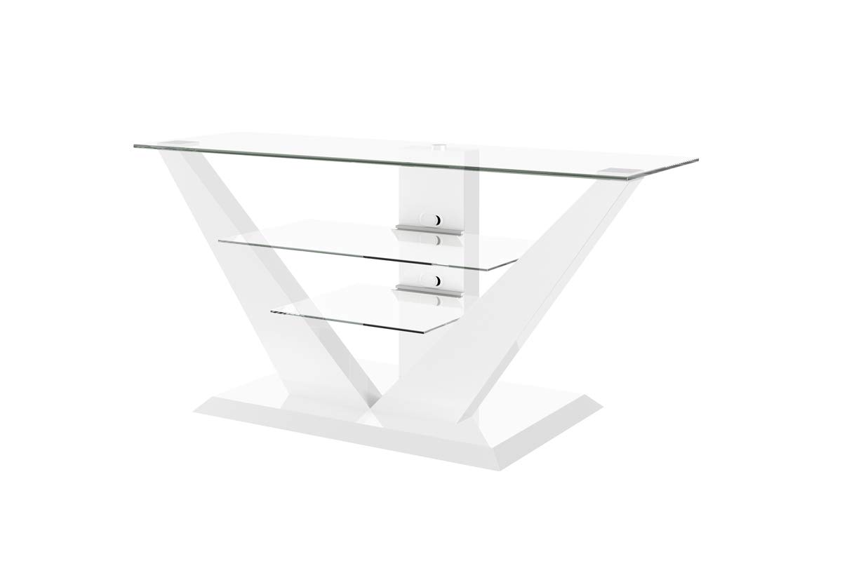 HUBERTUS Luna TV Stand - Modern White Entertainment Center for Living Room, Bedroom & Home Theater - Sturdy TV Cabinet with Storage Shelves