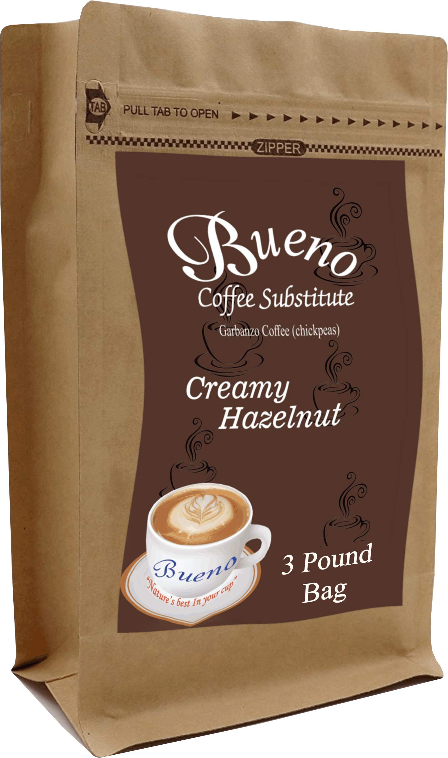 Organic Creamy Hazelnut Garbanzo Coffee Substitute - Medium Roast (4 Pack x 3lb Bags) | Dairy-Free, Vegan Coffee Alternative for Breakfast, Office & Camping