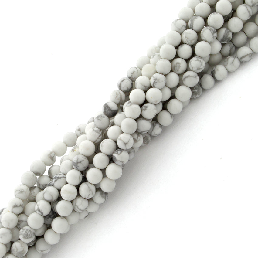 4mm White Howlite Gemstone Beads for Jewelry Making - Natural Stone Beads for Bracelets, Necklaces & DIY Craft Projects