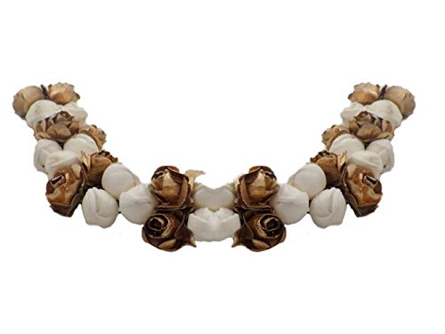 Kabello White Mogra Flower Hair Gajra for Women - Brown & White Bridal Hair Accessory (Pack of 1) | Perfect for Weddings, Parties & Traditional Styling
