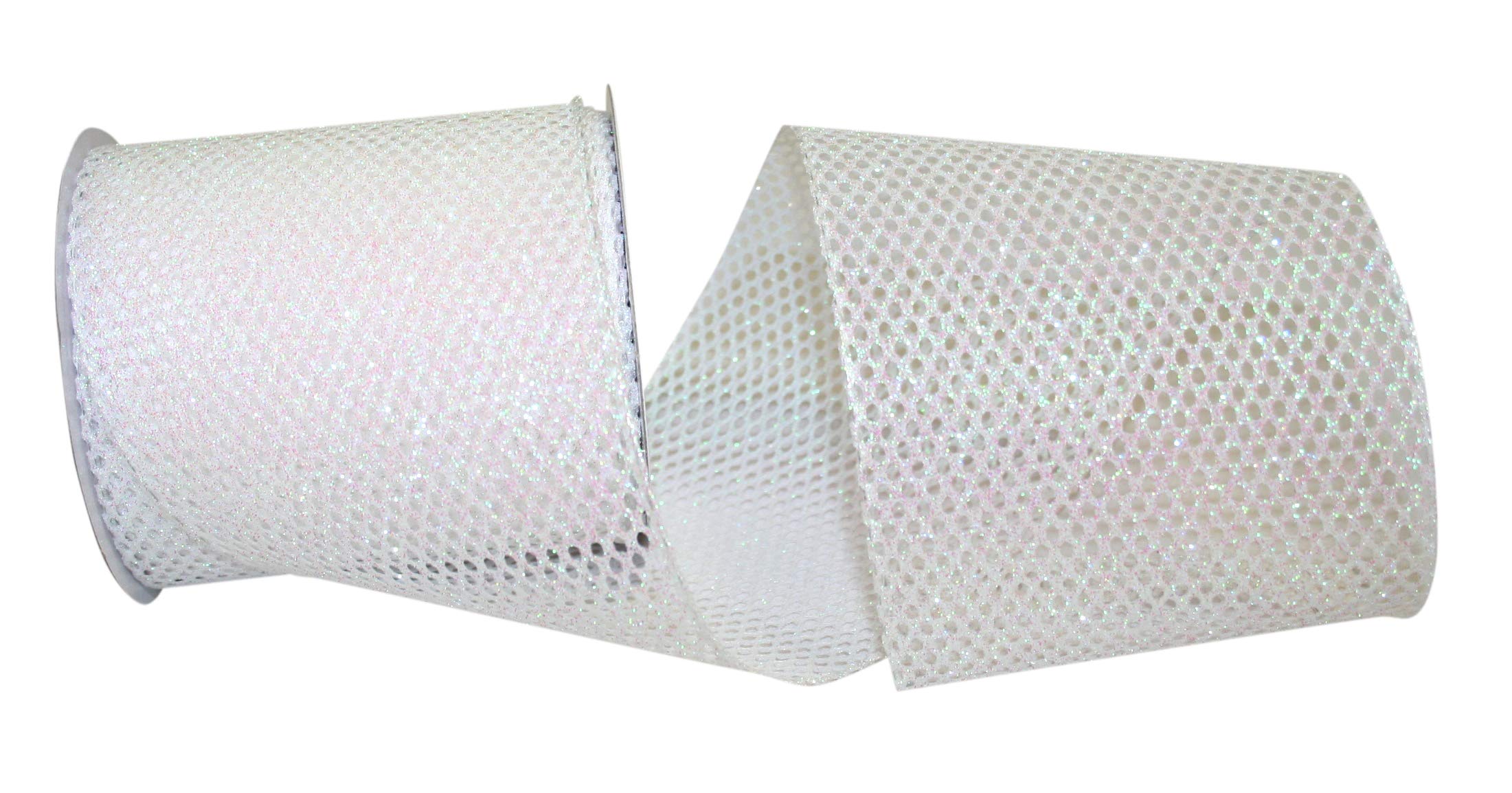 Reliant Iridescent Glitter Net Wired Edge Ribbon - 4 Inch x 10 Yards - Shimmery Decorative Ribbon for Gift Wrapping, Wedding Decorations & DIY Crafts