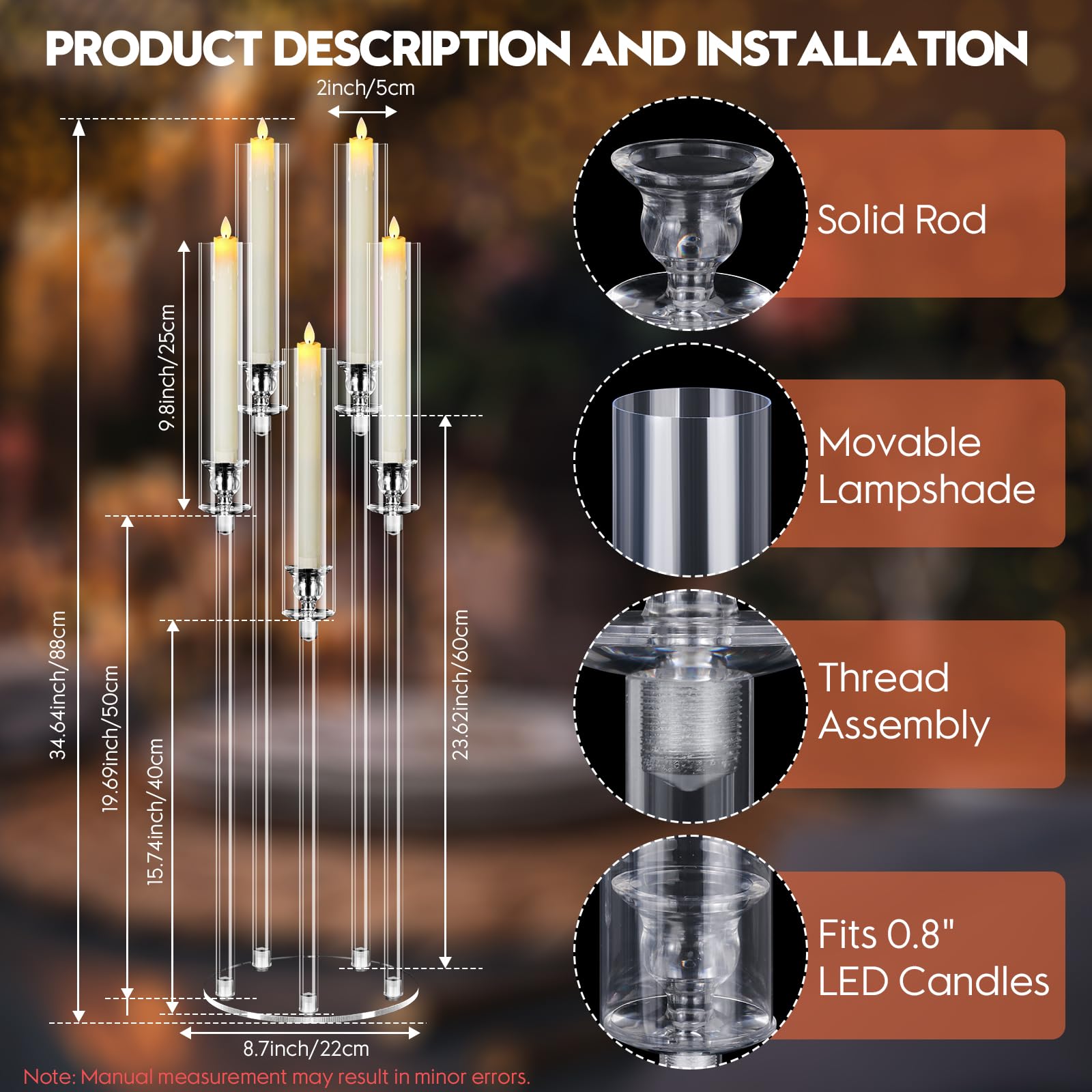 4-Piece 5-Arm Acrylic Candle Holder Set - 34.6