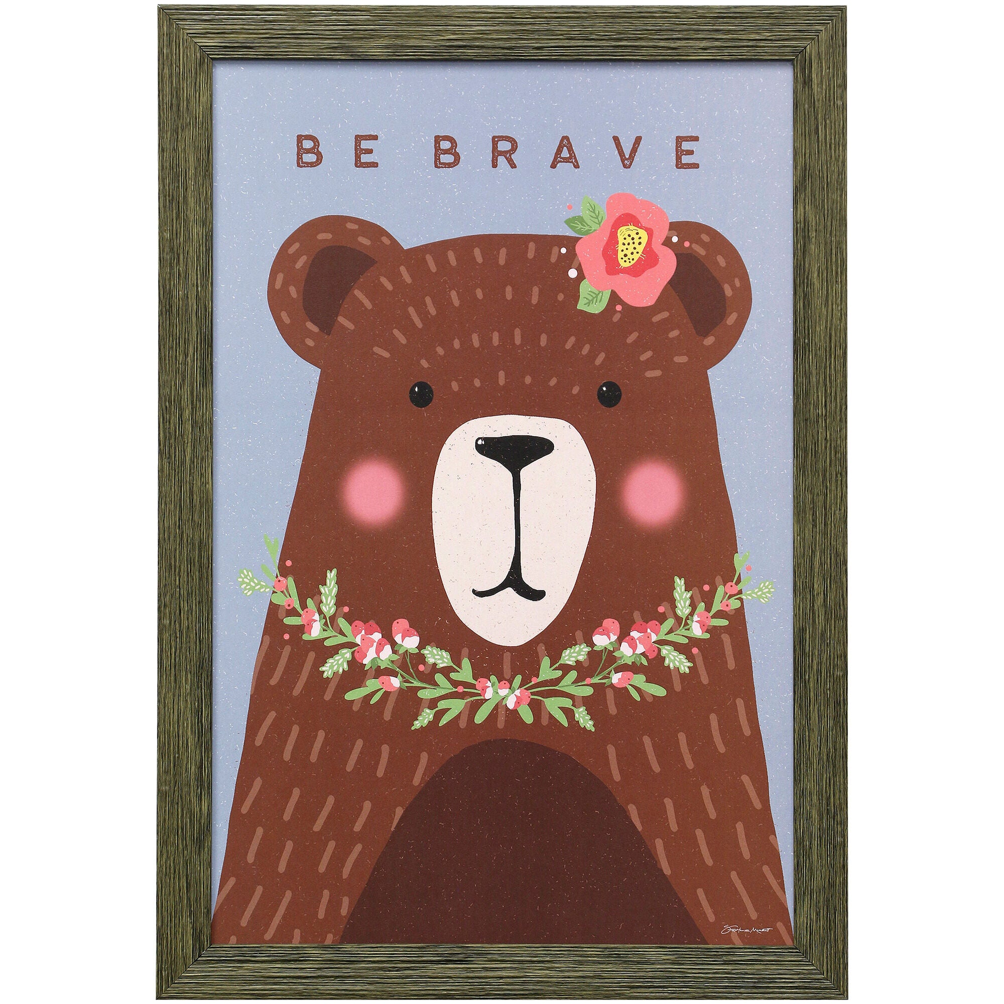Brave Bear Framed Wall Art - Handmade Wildlife Decor for Living Room, Bedroom & Office - Premium Canvas Painting for Home & Office Decor