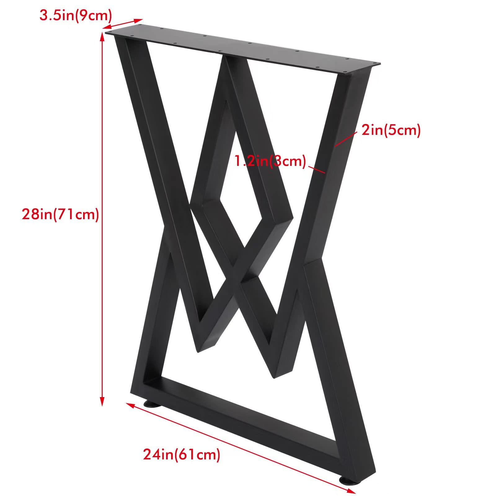 SSS Furniture 2-Piece Black Cast Iron Metal Table Legs - 28