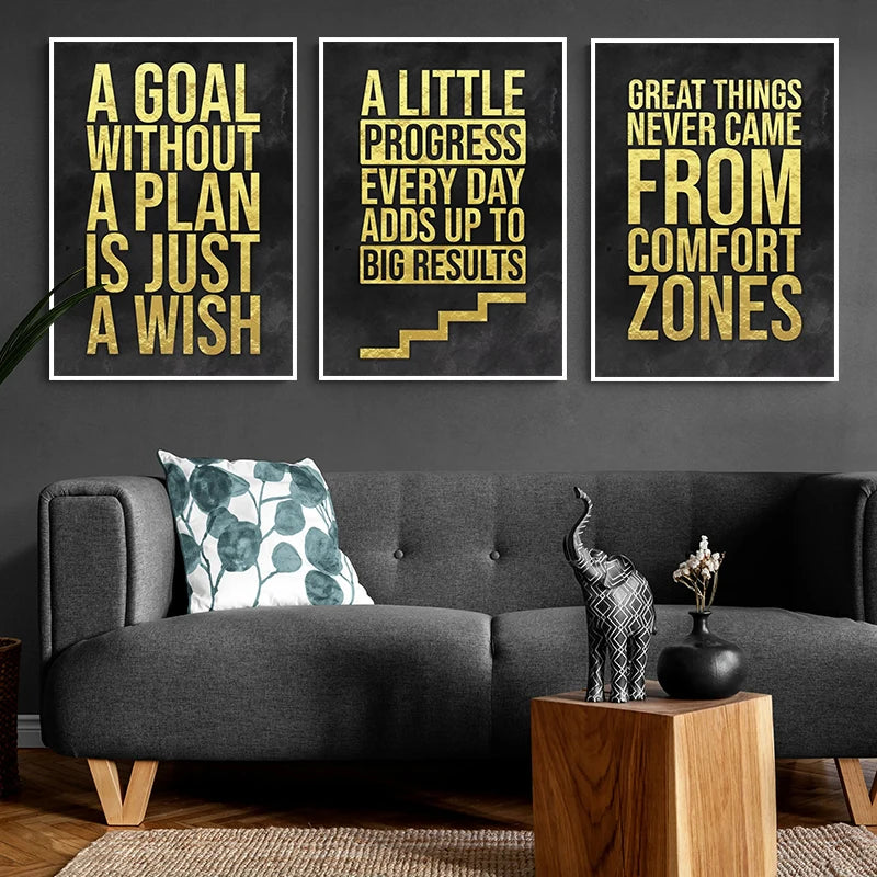 Inspirational Motivational Quotes Canvas Wall Art - Unframed Office & Home Decor Prints for Success, Work & Living Room