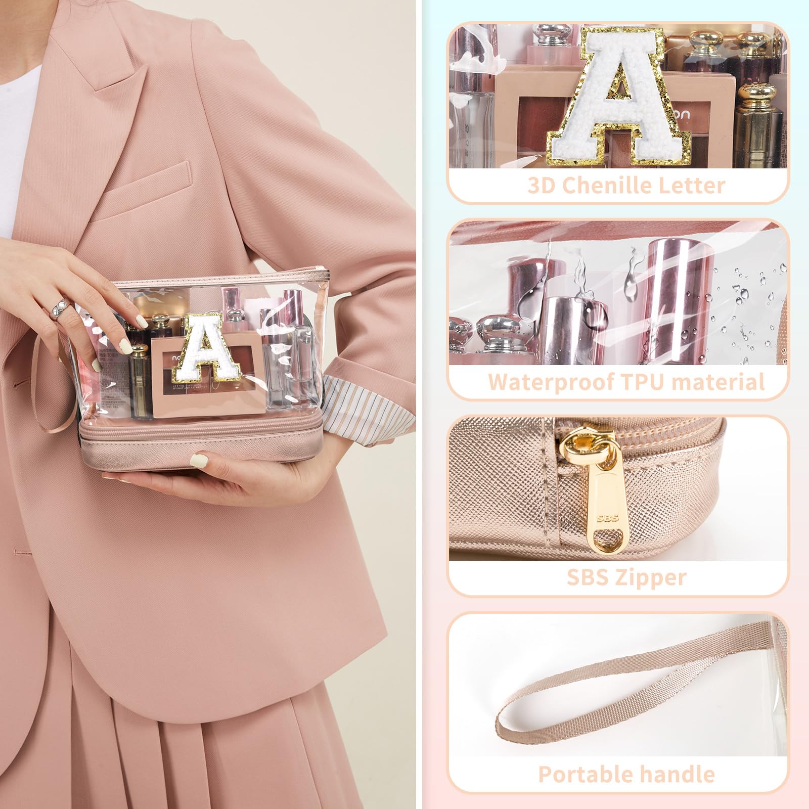 Personalized PU Leather Makeup Bag - Waterproof Cosmetic Organizer for Travel & Daily Use
