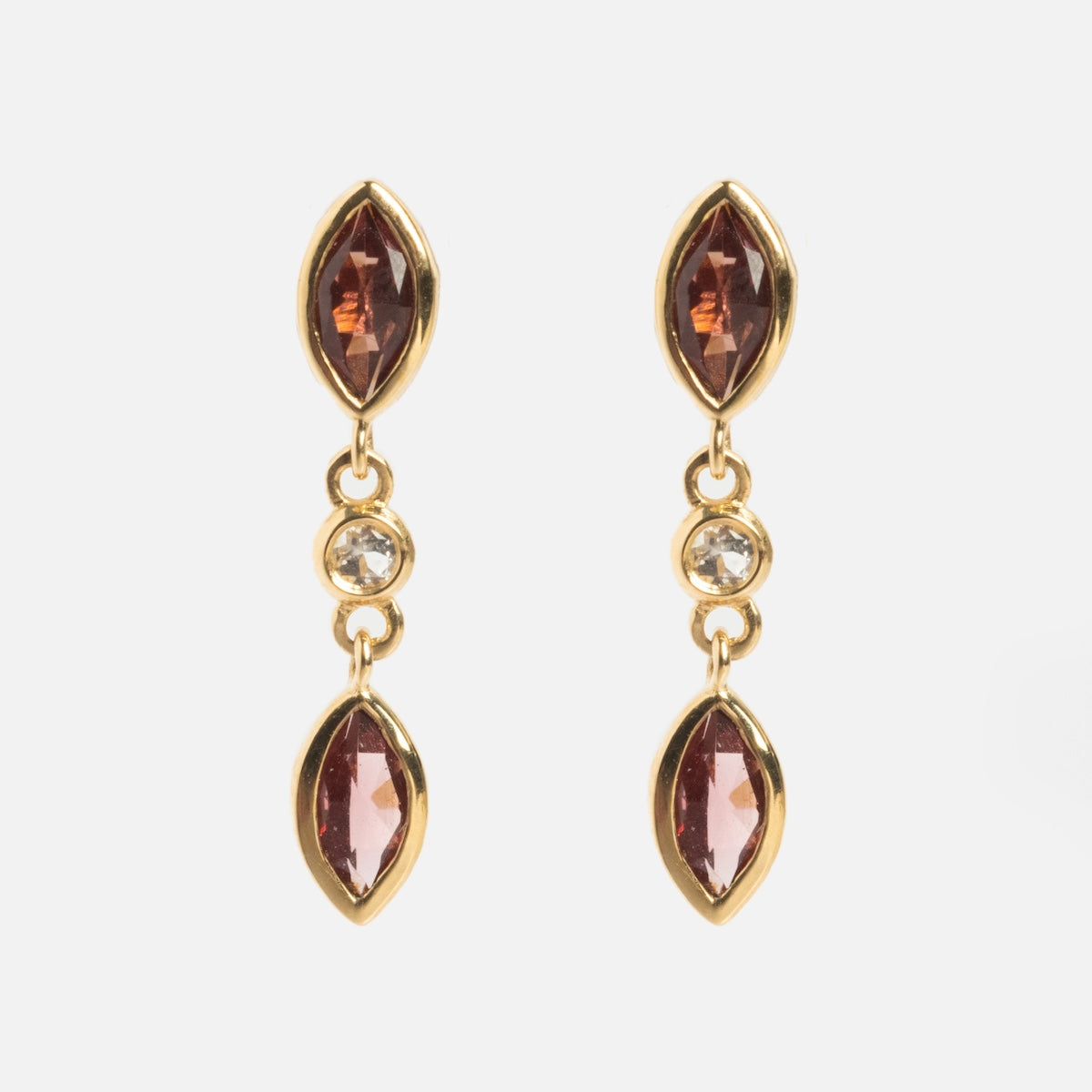 Solid Gold 2025 January Birthstone Garnet Drop Earrings - Elegant Dangling Jewelry for Women, Perfect for Weddings, Anniversaries & Special Occasions