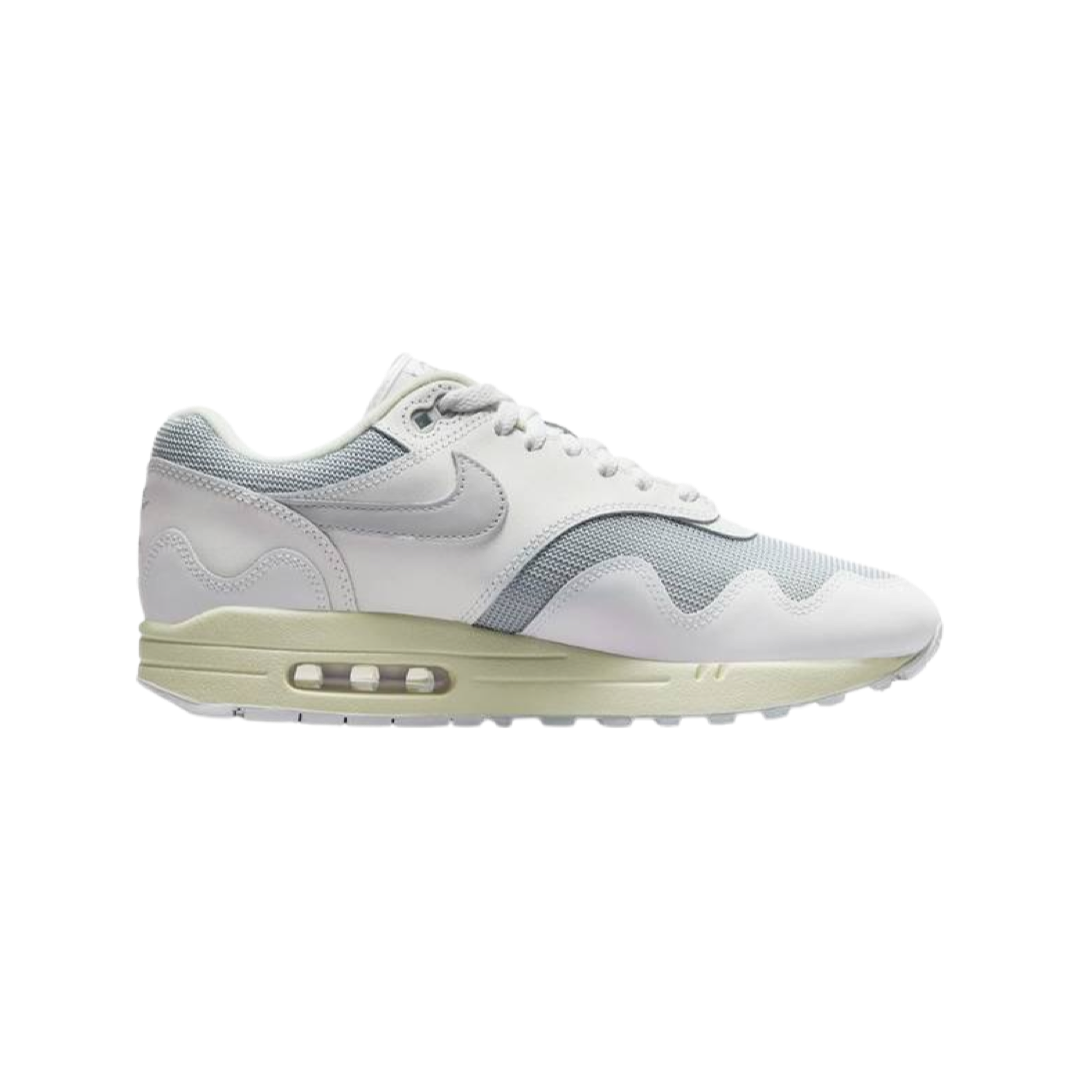 Nike Air Max 1 Patta Wave White Pure Platinum Men's Running Shoes - Comfortable Athletic Sneakers for Jogging, Gym & Casual Wear