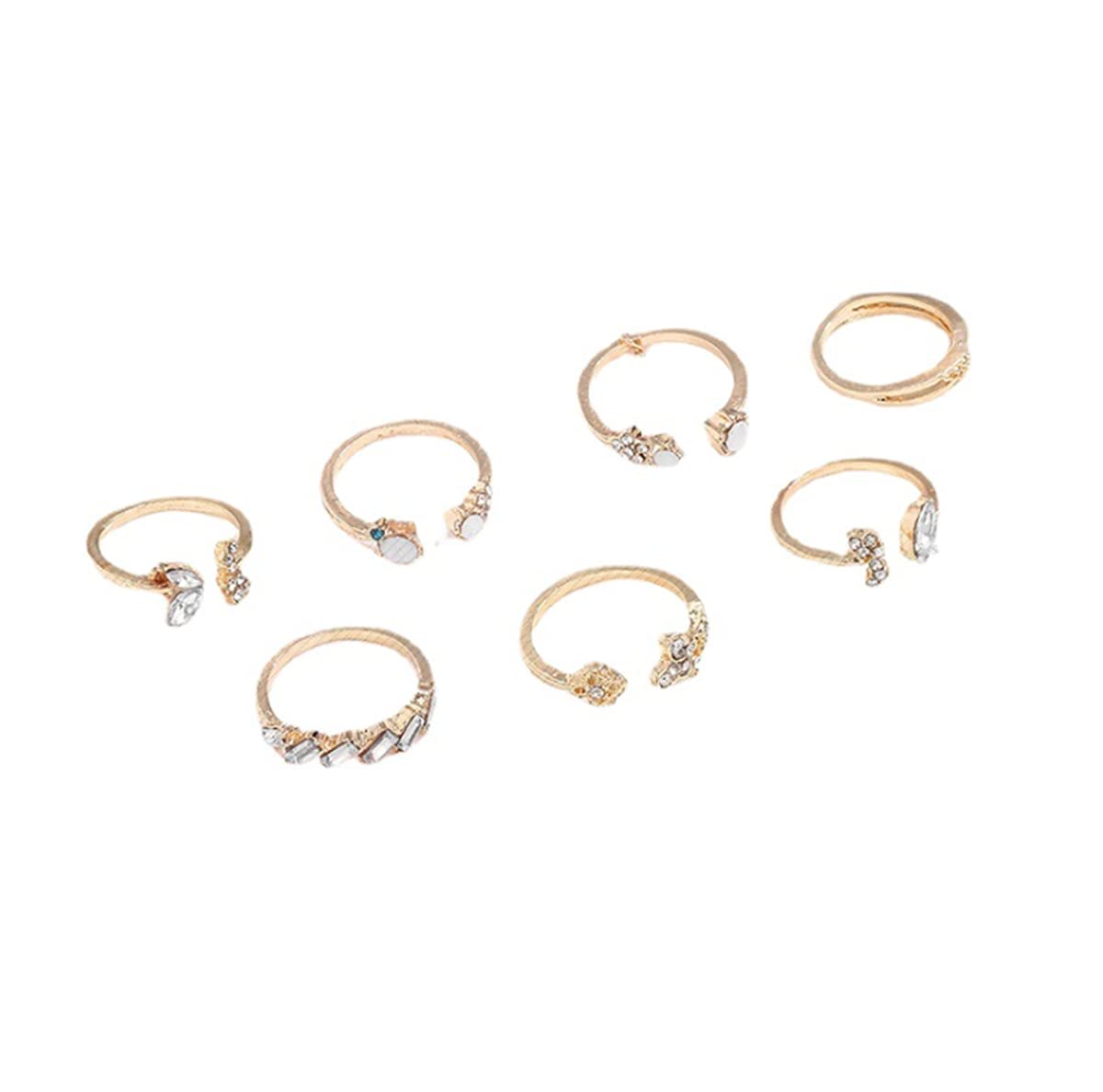 7PCS Bohemian Butterfly Flower Rings for Women - Vintage Gold Rings for Party & Wedding