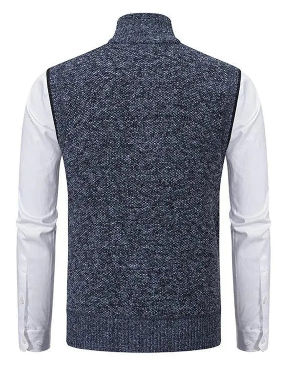 Men's Stand Collar Sleeveless Knit Vest - Slim Fit Casual & Layering Piece for Office, Outdoors & Fall Fashion