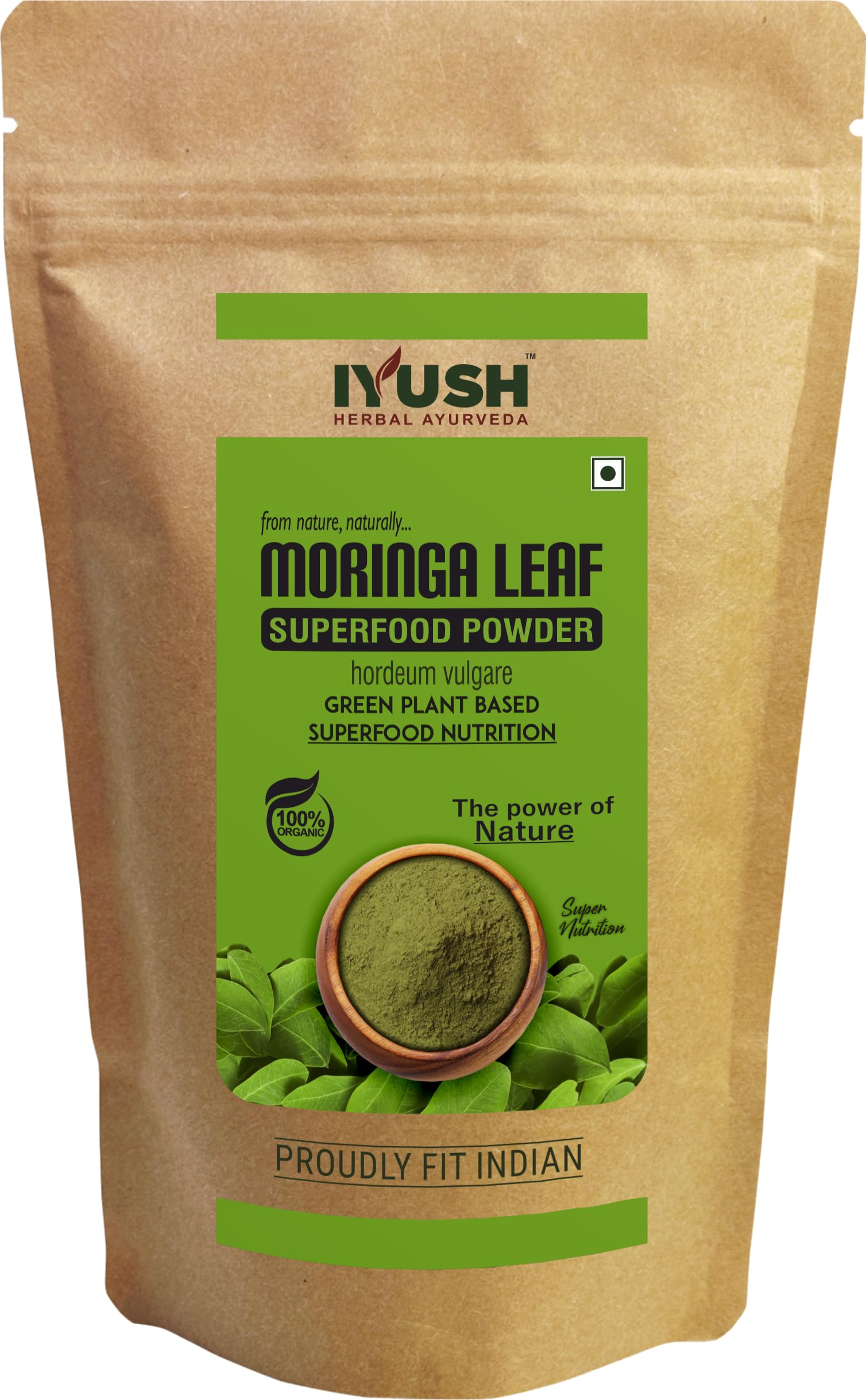 Organic IYUSH Ayurvedic Moringa Leaf Powder 500g - Pure Superfood Supplement for Energy, Immunity & Detox - Perfect for Smoothies, Teas & Healthy Recipes