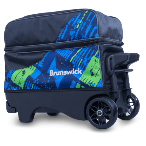 Brunswick Punisher Double Roller Bowling Bag - Blue/Green - Durable & Spacious for Tournaments & League Play - Perfect for Travel & Storage