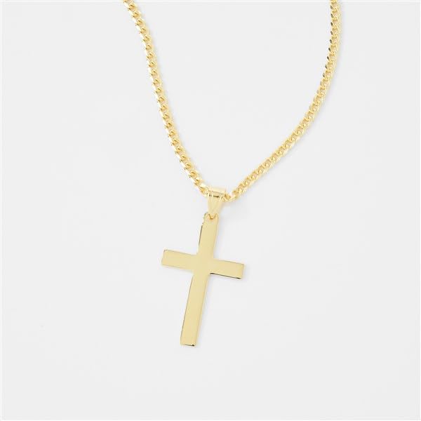 Personalized Gold Cross Necklace for Women - Custom Engraved Religious Jewelry Gift (Free Name Engraving) | Perfect for Baptism, Confirmation, First Communion & Birthday Presents