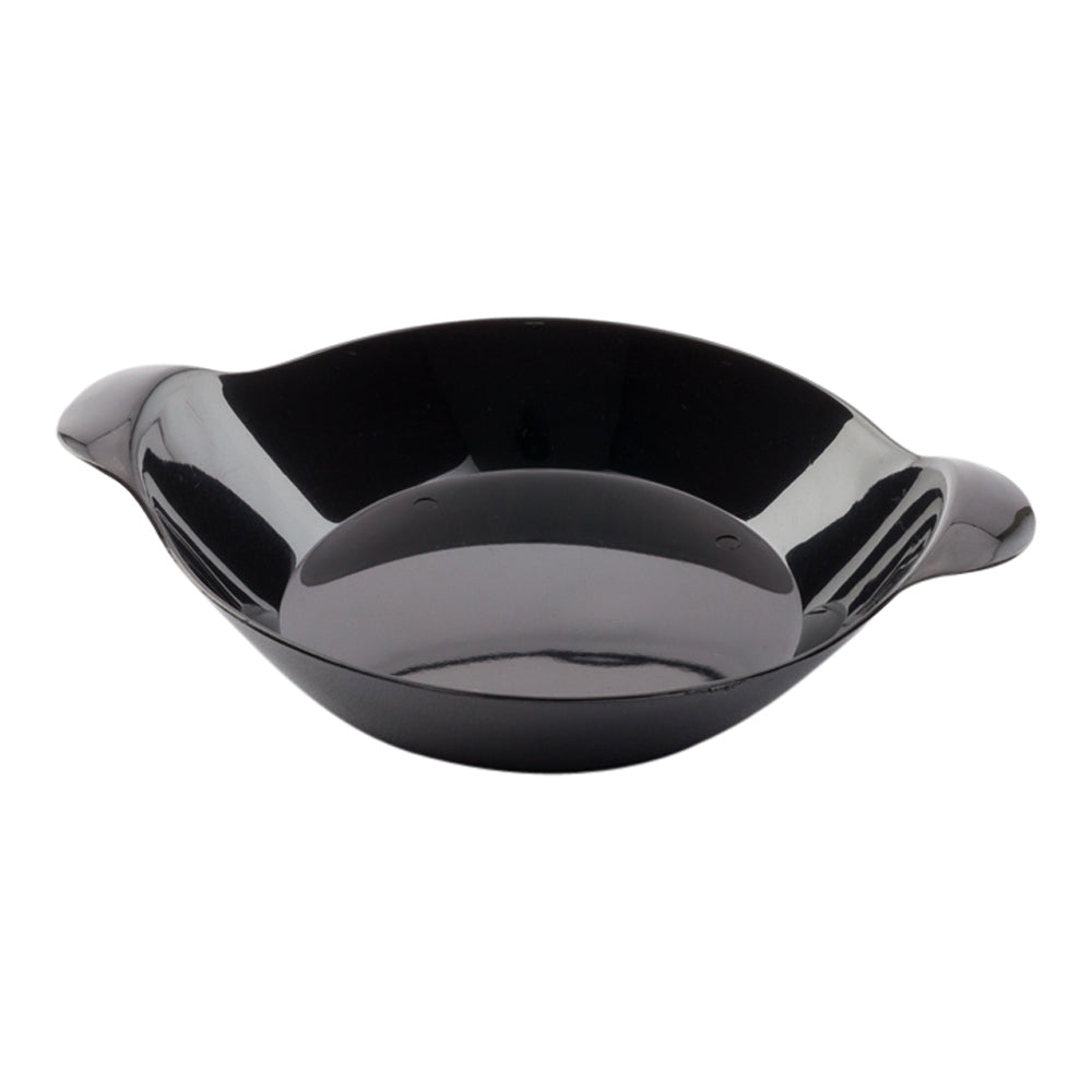 100-Pack Black Oval Plastic Mini Handled Plates (3.75