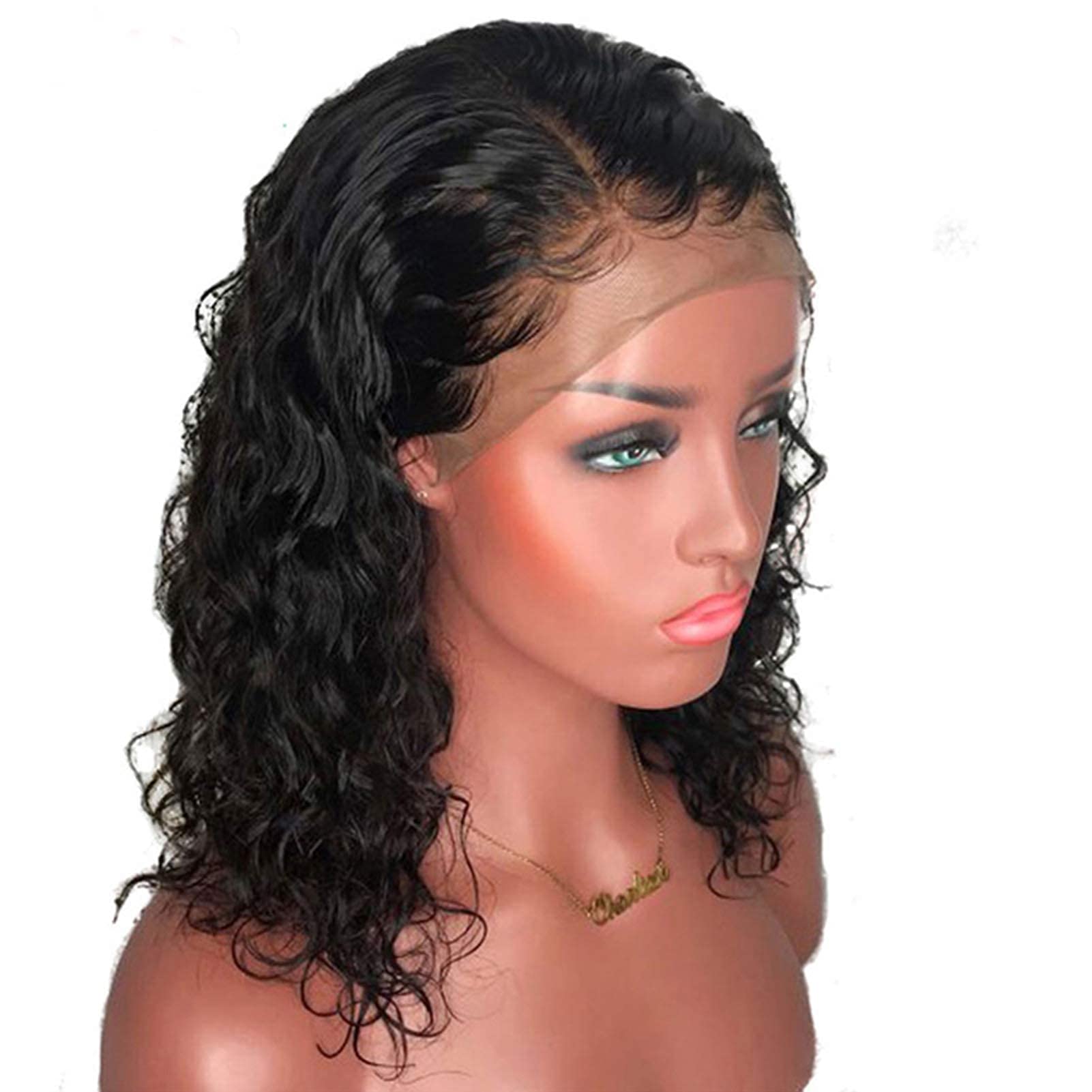 Brazilian Virgin Hair Short Bob Curly Human Hair Lace Front Wig with Baby Hair - 10 Inch Full Lace Wig for Black Women (Natural Color) | Perfect for Daily Wear, Cosplay & Special Occasions