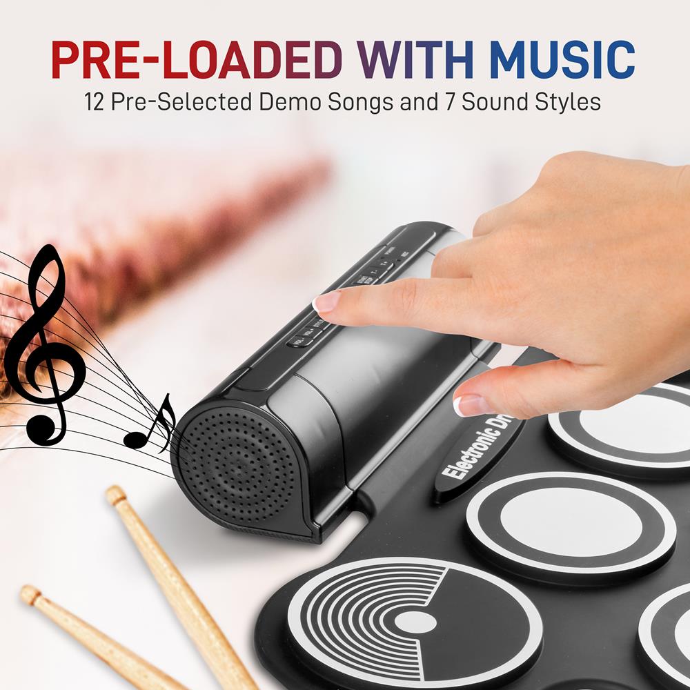Portable Electronic Drum Kit - Foldable & Lightweight for Travel, Practice, and Live Performances | Perfect for Musicians, Beginners, and Small Spaces