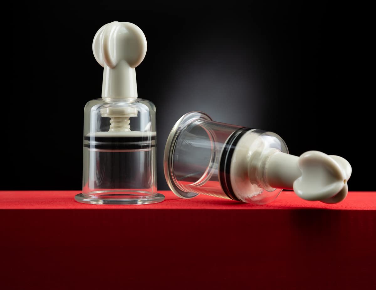 Blush Novelties Temptasia Adjustable Nipple Suckers Set of 2 - Fragrance Free Adult Toys for Women & Couples - Easy to Use & Clean Breast & Vagina Stimulator - Perfect for Foreplay, Sensual Massage & Couples Play - Clear
