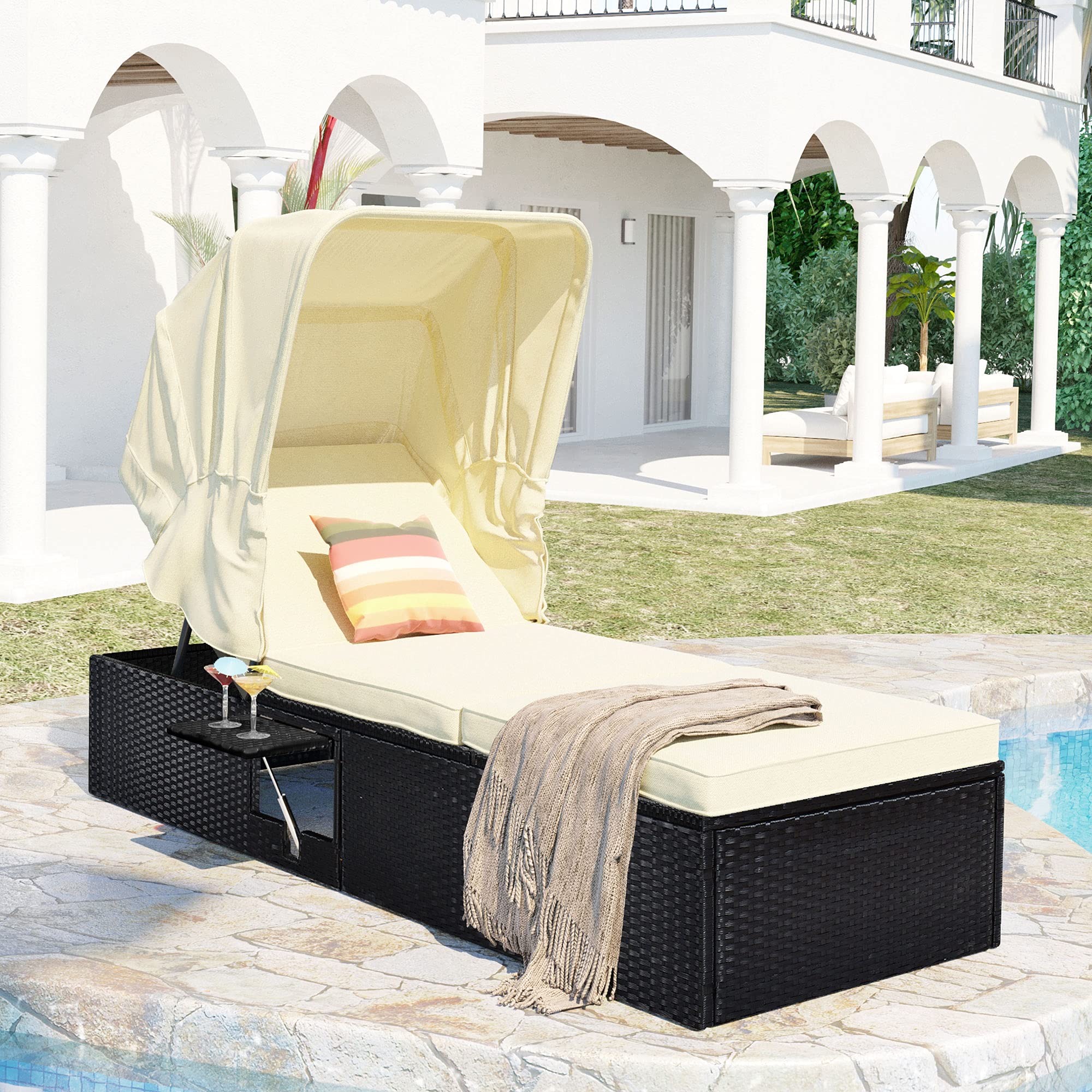 Outdoor Patio Single Chaise Lounge Chair - 76.8