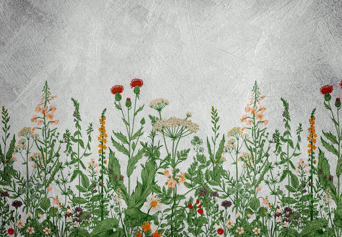 Wall26 - Large Self-Adhesive Vinyl Wall Mural with Floral Design on Grey Textured Background | Removable Modern Wallpaper Decor - 66x96 inches | Perfect for Living Room, Bedroom, Office & Nursery Decoration