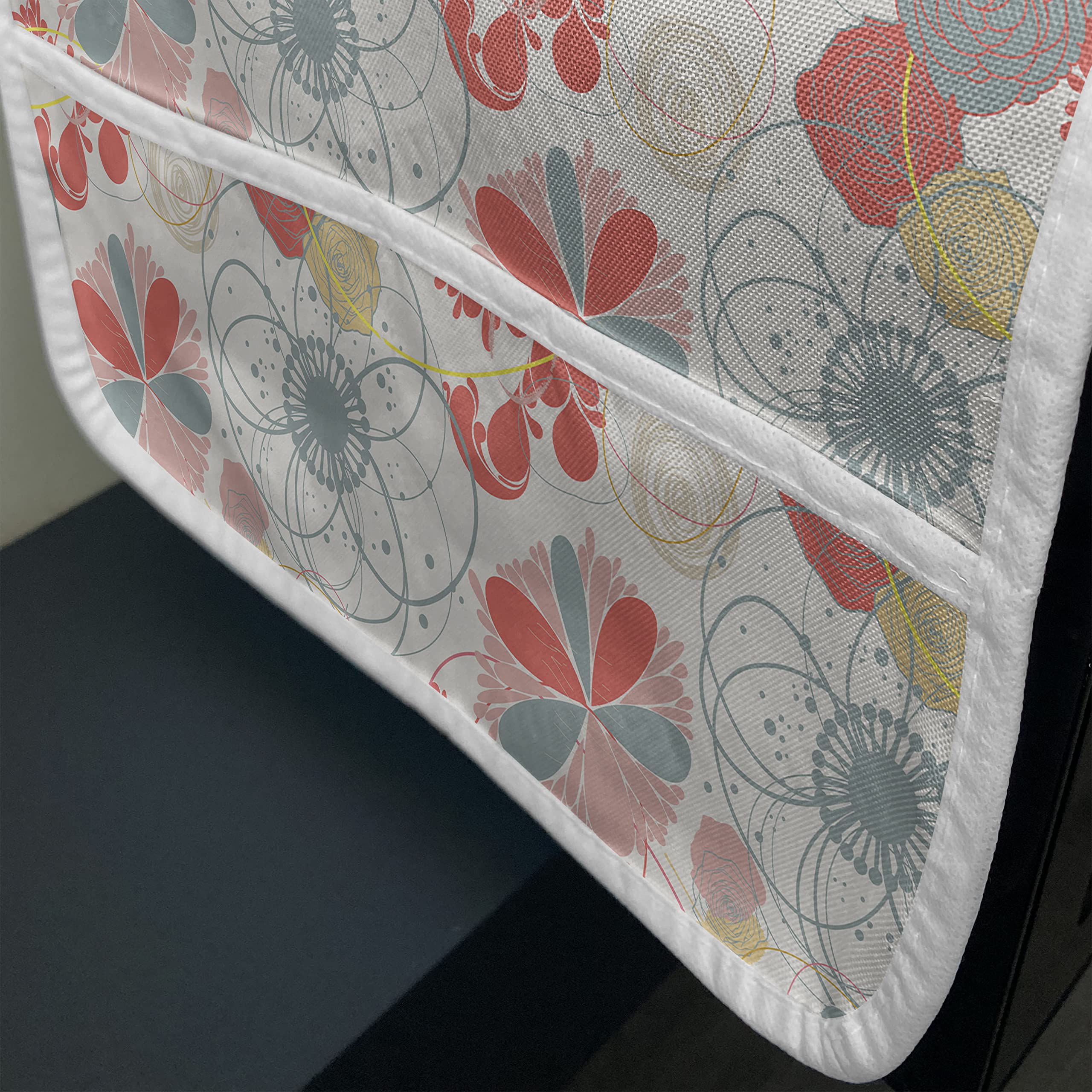 Ambesonne Floral Microwave Cover - Waterproof Kitchen Organizer with Pockets, 36