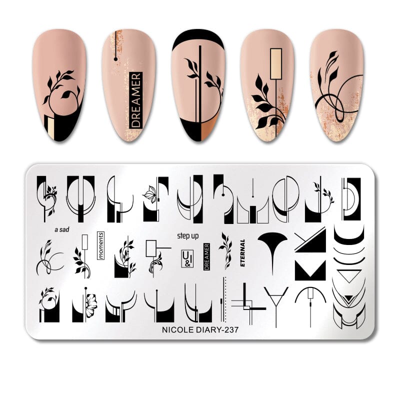 Rectangle Nail Stamping Plate 237 - Professional Nail Art Design Template for DIY Manicures - Perfect for Home Salon, Parties & Special Occasions
