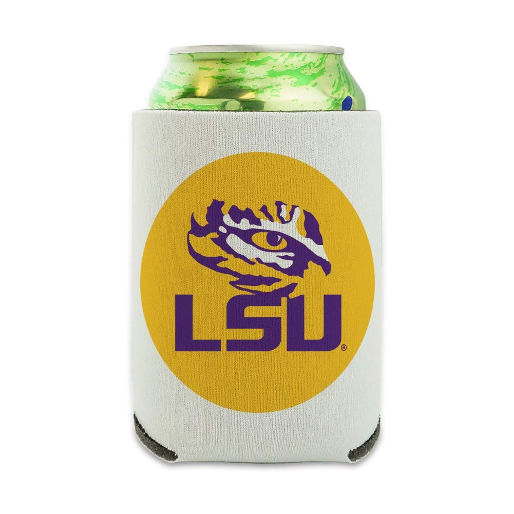 LSU Tiger Eye on Yellow Insulated Can Cooler - Collapsible Drink Sleeve & Beverage Holder for Beer, Soda & Cocktails - Perfect for Tailgates, BBQs & Outdoor Parties