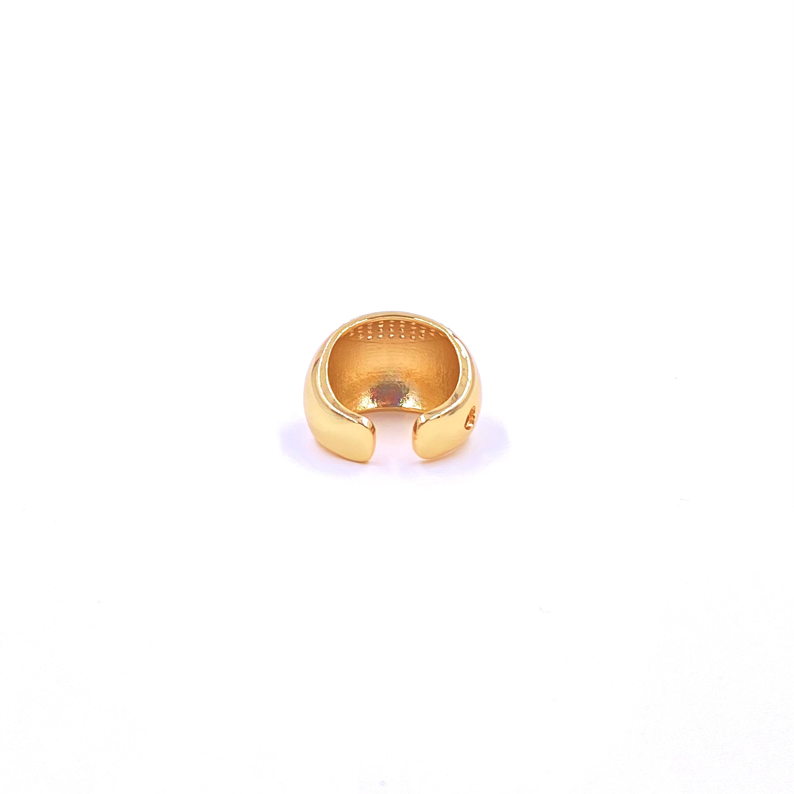 Ashley Gold Stainless Steel Adjustable CZ Dome Ring for Women - 18K Gold Plated Cubic Zirconia Fashion Jewelry - Perfect for Parties, Weddings & Everyday Wear