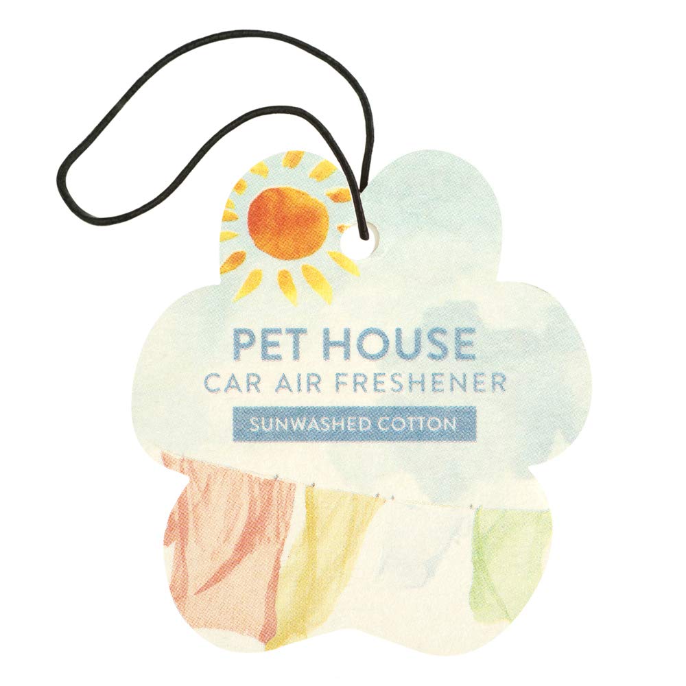 One Fur All Pet House Car Air Freshener - Pack of 4 | Sunwashed Cotton, Non-Toxic & Dye-Free | Eliminates Pet Odors in Cars & Small Spaces | Perfect for Road Trips, Daily Commutes & Pet Owners