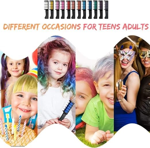 SKINPLUS Mini Temporary Hair Color Chalk - 12 Pack Washable Hair Dye Chalk for Girls & Women | Fun Party, Halloween & Cosplay Hair Styling Accessories