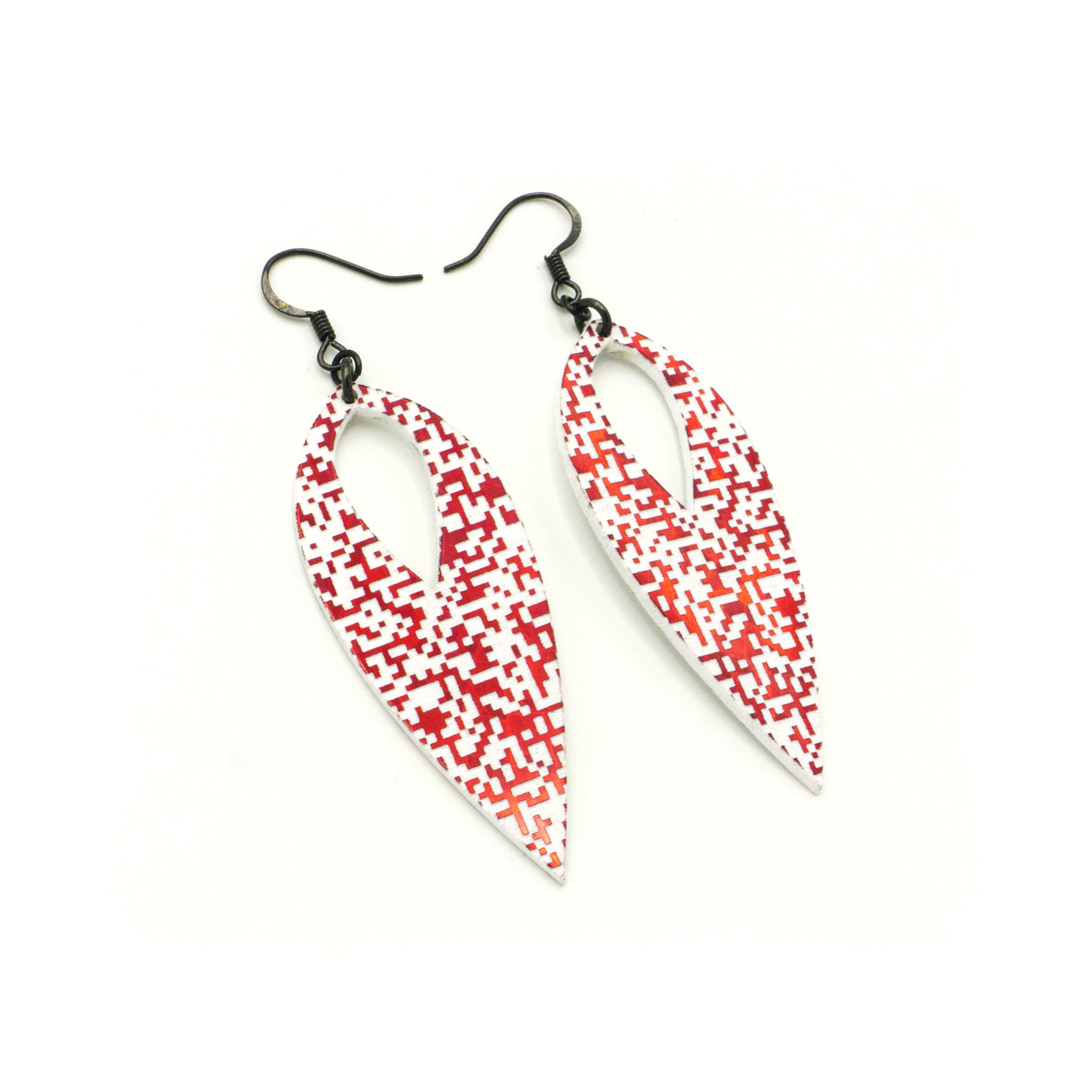 Nativas Acrylic Earrings Set of 15 - Red Holographic & White Dangle Earrings for Women | Trendy Party, Wedding, and Everyday Fashion Accessories