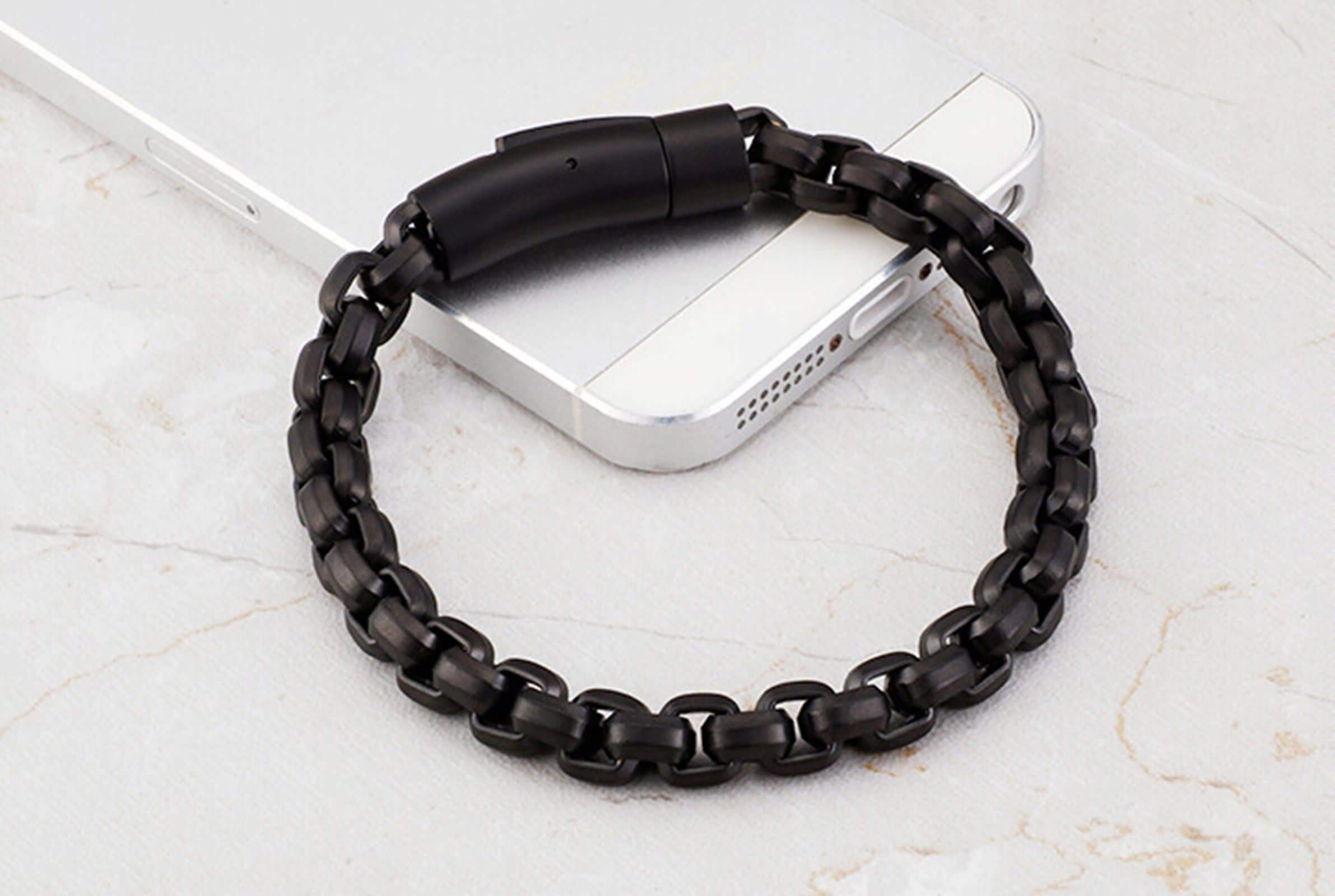 ANAZOZ Men's Stainless Steel Chain Bracelet - Black Adjustable Bangle for Casual Wear & Gifts - Perfect for Everyday Style, Date Nights & Special Occasions
