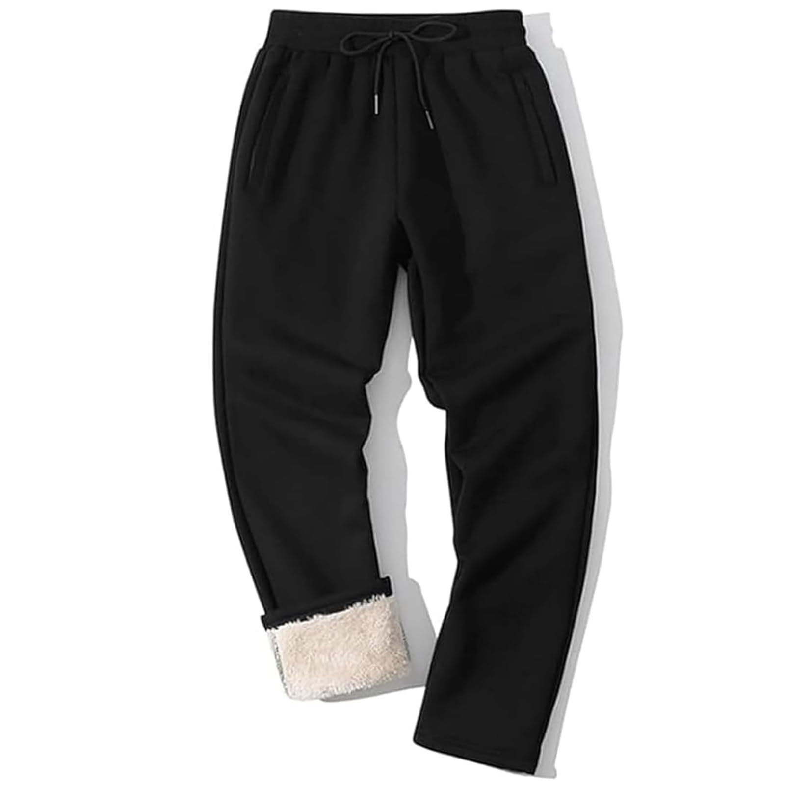 Men's Winter Fleece-Lined Sweatpants - Sherpa Lined Thermal Joggers with Pockets for Outdoor Activities & Lounge Wear