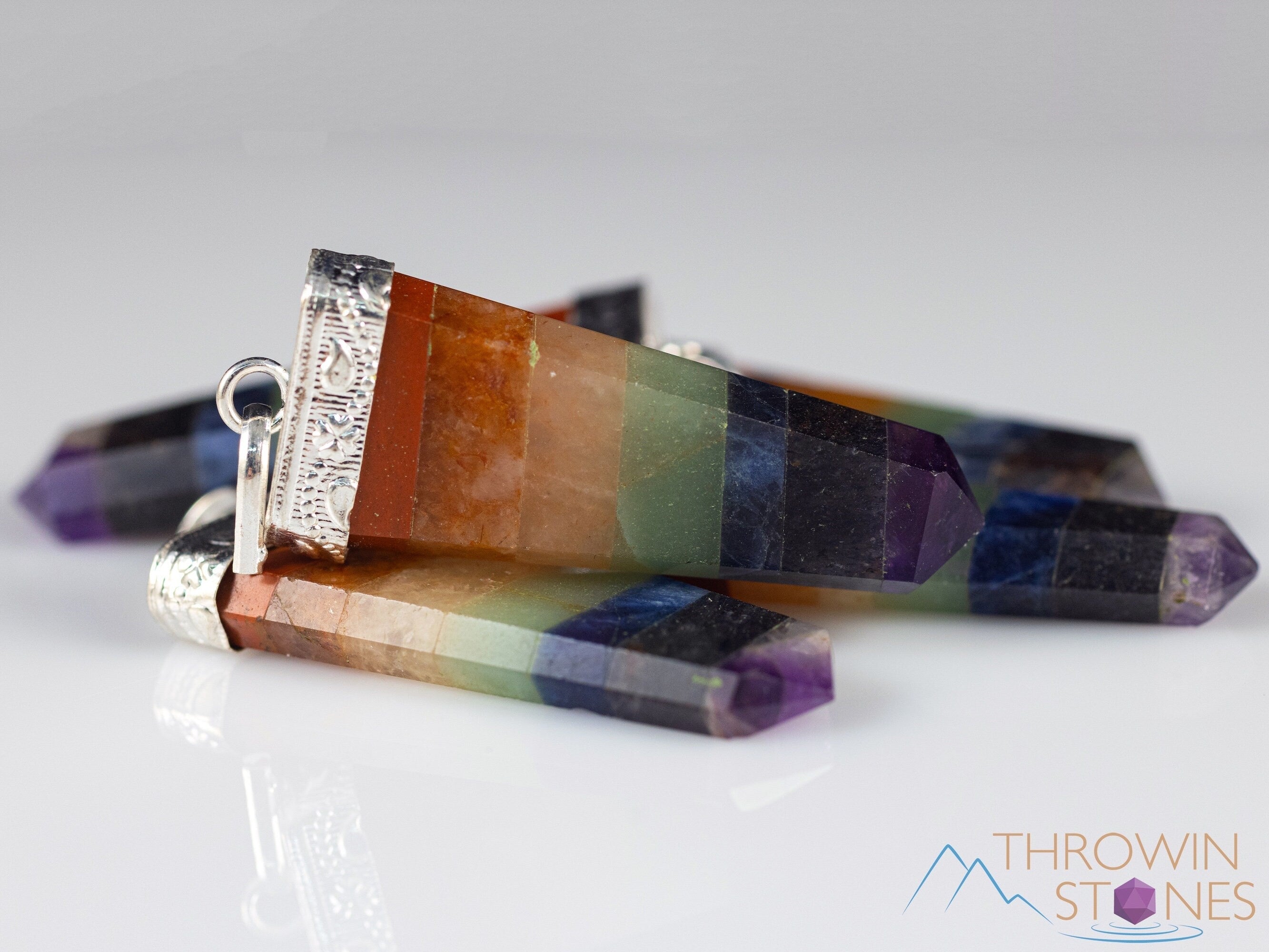 Rainbow Chakra Crystal Pendant Necklace - Handmade Healing Stone Jewelry with Natural Crystal Points (E2123) | Spiritual Healing, Meditation & Energy Balancing Accessory