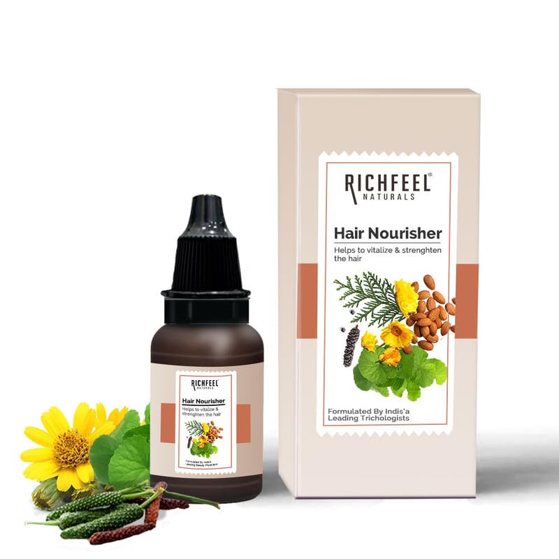 Richfeel Hair Nourisher Oil for Hair Fall Control & Growth Treatment | Trichologist-Developed Formula with High Concentration | 10ml | Reduces Breakage & Promotes Healthy Hair for Men & Women | Perfect for Daily Hair Care Routine & Scalp Massage