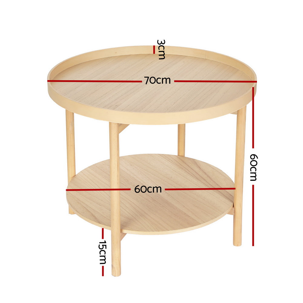 Round Coffee Table Side Table 70CM - Modern Living Room Furniture for Small Spaces, Home Decor, and Relaxing