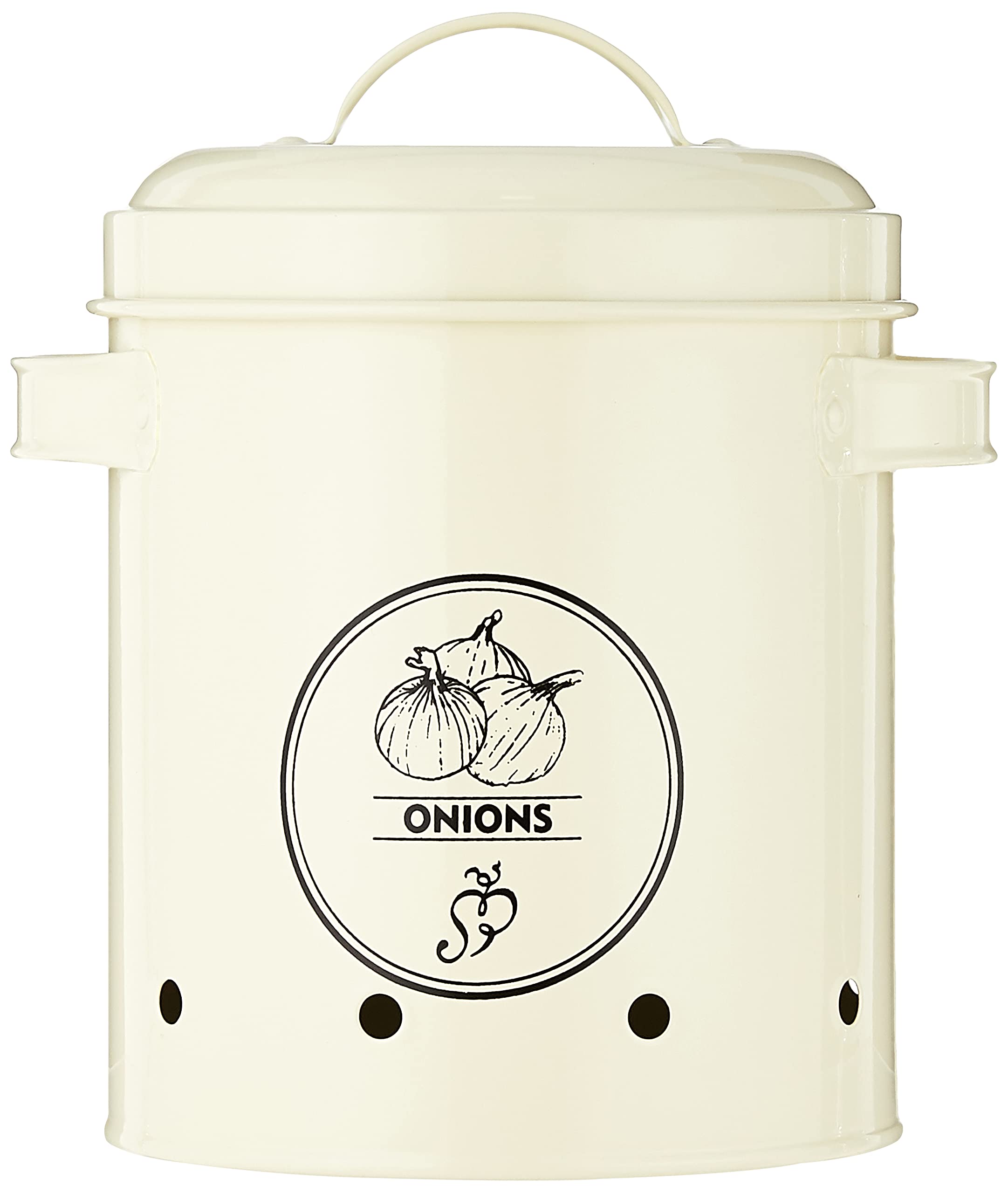 Esschert Design Onions Storage Tin - Airtight Metal Container for Fresh Onion Preservation | Perfect for Kitchen Pantry Organization & Vegetable Storage