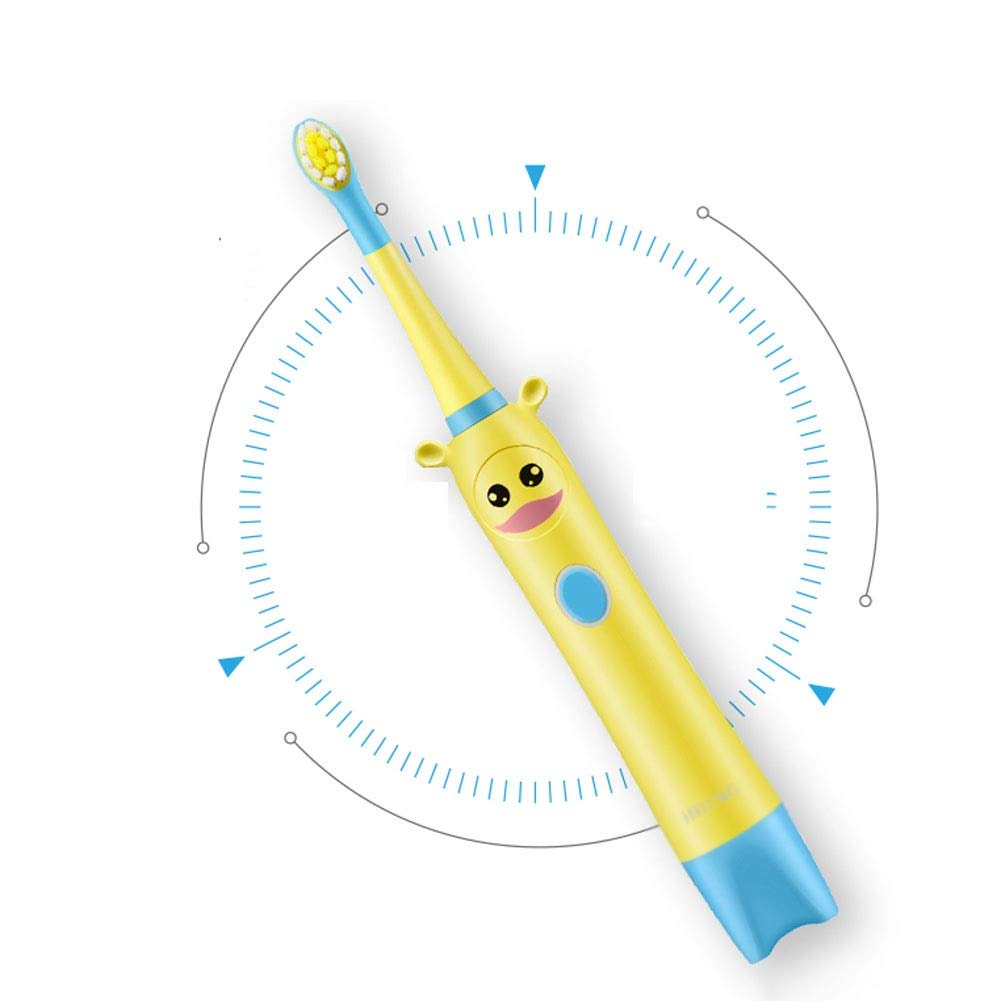 Kids Electric Toothbrush - USB Rechargeable with Smart Timer & 3 Brushing Modes for Boys & Girls Ages 3-12 | Soft Bristles for Gentle Cleaning | Perfect for Home & Travel Use (Yellow, Pack of 2)