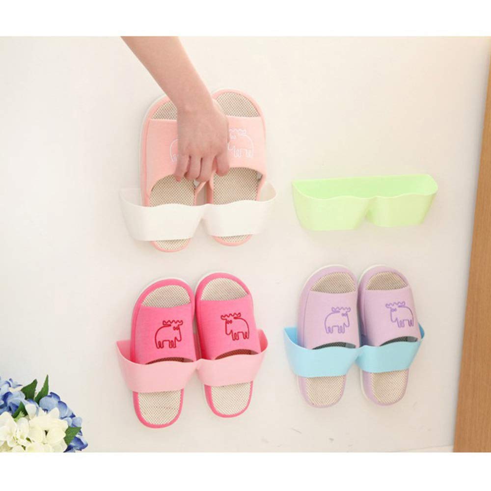 Wall Mount Shoe Rack - White Space Saving Storage for Living Room & Bathroom