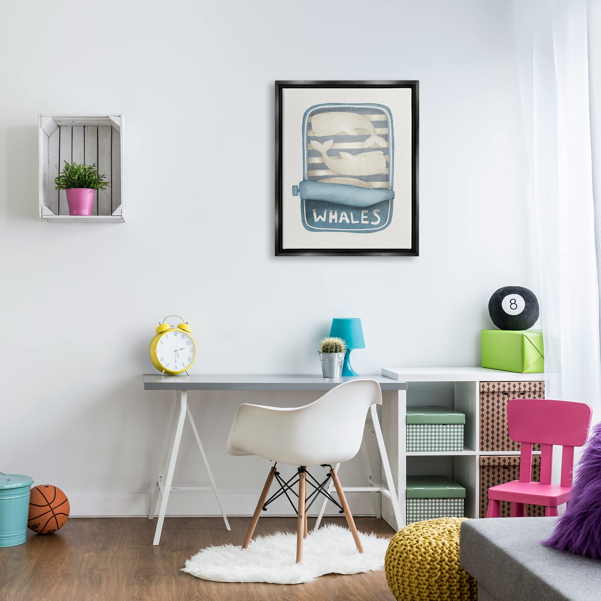 Stupell Industries Whimsical Whale Tuna Can Art Print - Sea Life Illustration by Leah Straatsma - Perfect for Beach House Decor, Kids Room & Coastal Themed Spaces